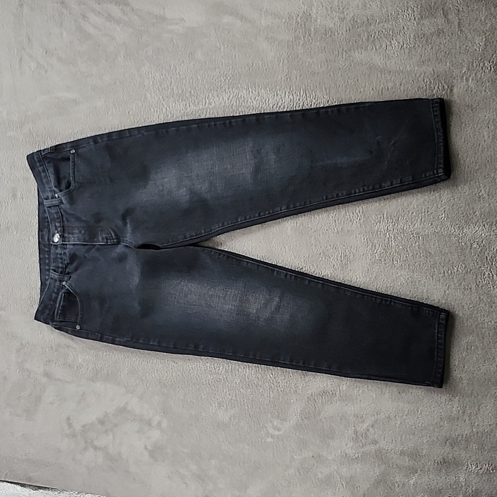 Chiqle Jeans Womens Large Black Classic Mid-Rise Tapered Leg Stretch Denim Pants